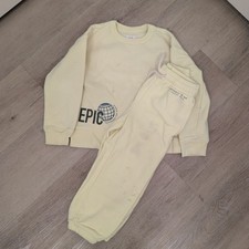 Boys GAP Kids Matching Set XS Light Yellow Blue Sweatshirt  Joggers STAINS 