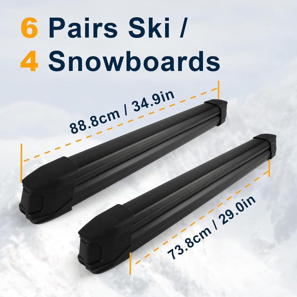 Ski & Snowboard Roof Rack with Sliding Extension, Ski Rack for Car Roof ...