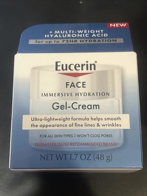 Eucerin Face Gel-Cream For All Skin Types 1.7oz./48g New In Box