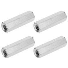 4Pcs UNC 1/4"-20 x 35mm 304 Stainless Steel Hex Threaded Rod Coupler Nut