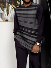 Men'S Big  Tall 2pcs Ethnic African Print Suit Set - Wrinkle-Resistant Formal 