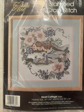 Golden Bee Stamped Cross Stitch Kit "Heart Cottage" 20369 NEW 14" x 14"