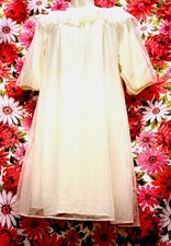 VTG DURULLE Sheer Double Nylon Lace PEIGNOIR Nude Color Fits Small