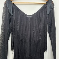 1920  s Flapper Style Black Fringe And Beading Cocktail Dress