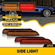 For 10-14 Ford Mustang Front SMOKED Rear Side Marker LED Light Bumper Lamp 4pcs