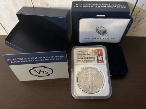 2020 W End of World War II 75th Anniversary Silver Eagle v75 NGC PR70
