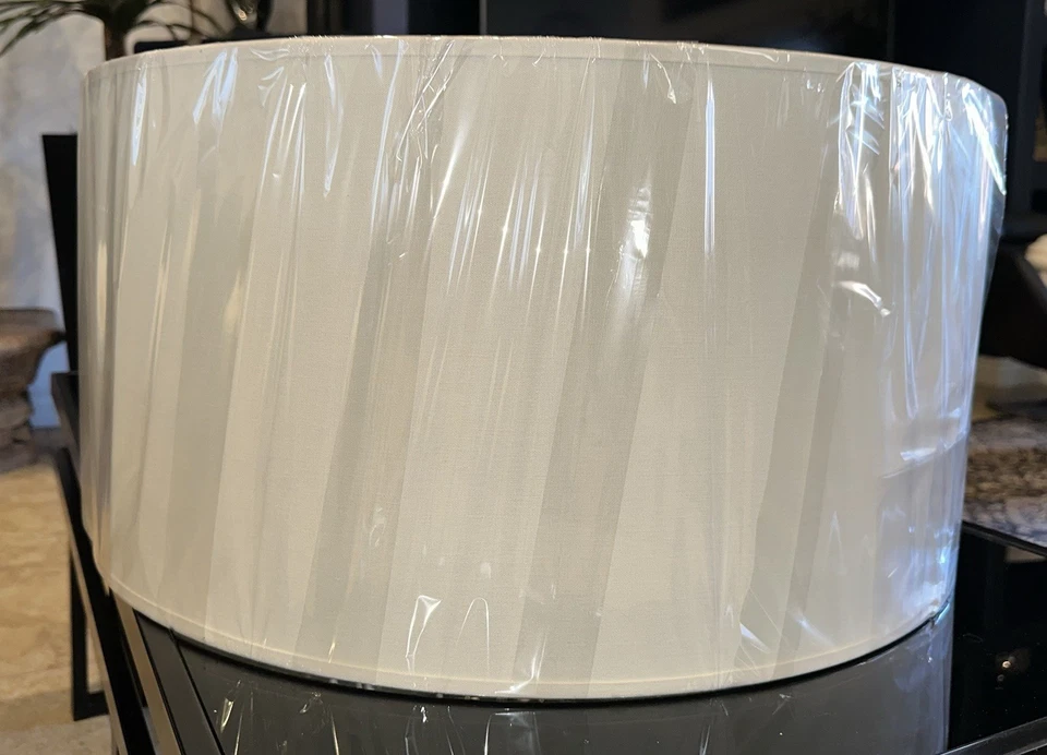 Restauración Hardware Off White Tambor Francés Grande Redondo Lámpara Pantalla 6860-0141 Foto 4 de 4