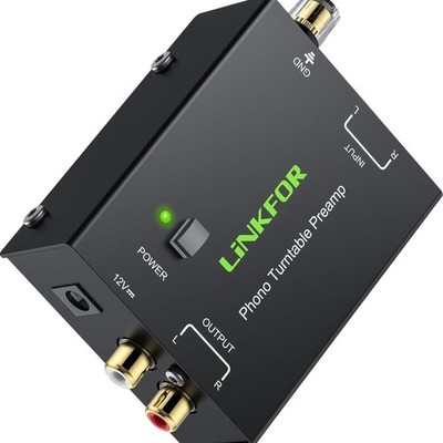 LiNKFOR Phono-Vorverstärker für Plattenspieler mit Cinch Eingängen Ausgang 12...