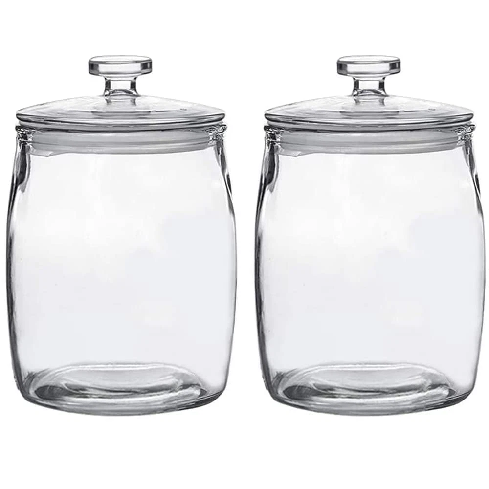 Half Gallon Glass Jars with Lid, Wide Mouth Cookie Jars Set of 2, Apothecary ...