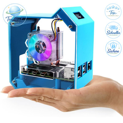 Mini Tower Kit für Raspberry Pi 4 mit Ice Tower Kühler, OLED Display, RGB Lüfter