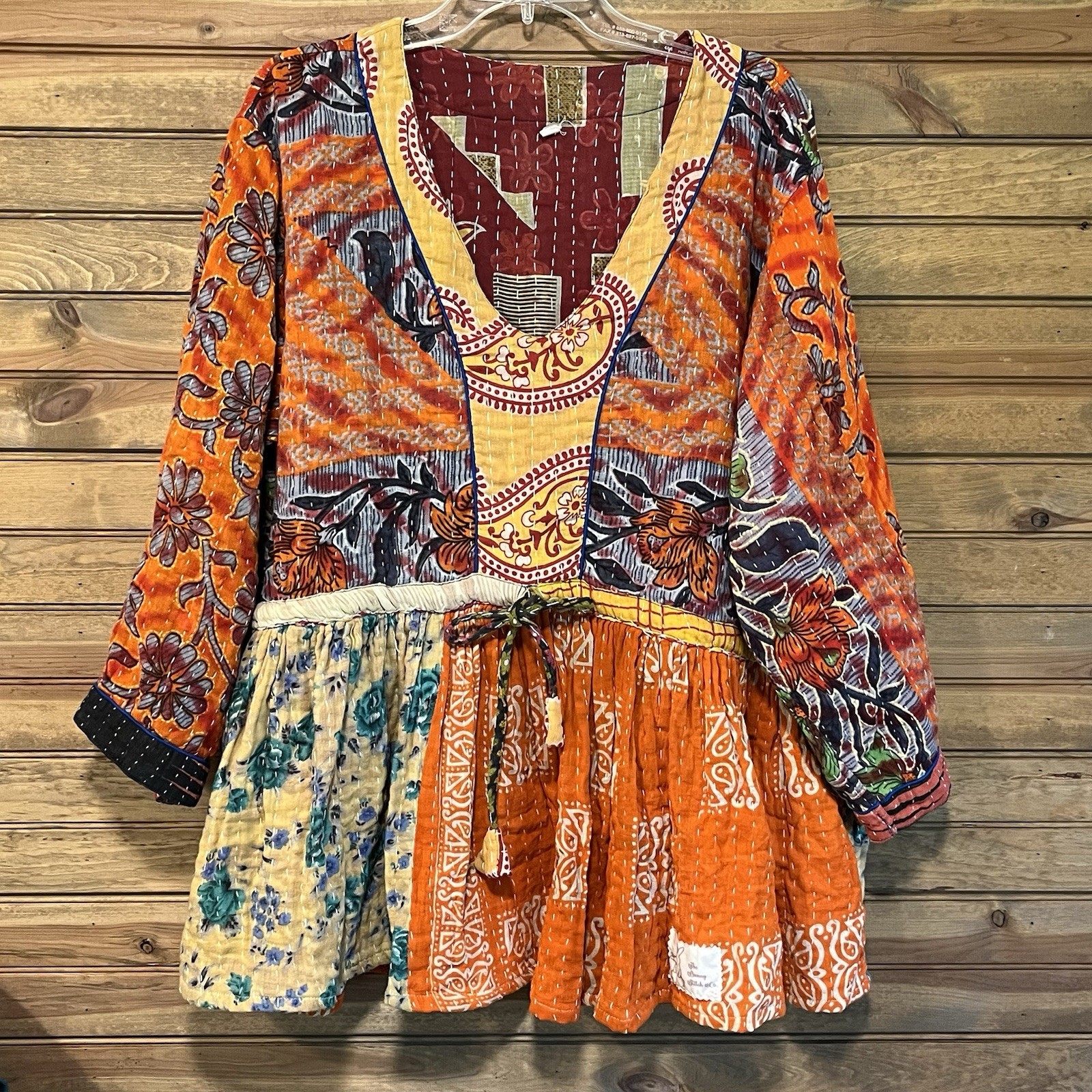 The Bunny Stitch Co Kantha  Women’s Short Dress Top Size M Peasant Gypsy Hippie