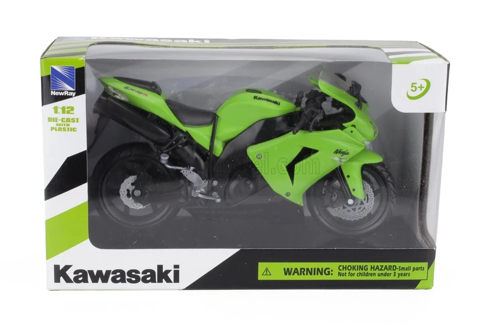 MODELLINO MOTO STATICO NEWRAY KAWASAKI NINJA ZX10R 2006 VERDE NERO SCALA 1/12 - Immagine 4 di 4