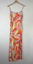 ASOS Design Women’s Strappy Mixed Color Swirl Maxi Dress Cotton Flax Size 6