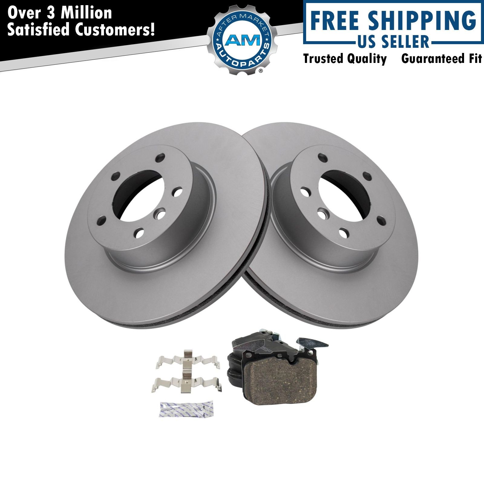 Front Brake Pad & Rotor Kit Ceramic Premium G-Coated Fits BMW