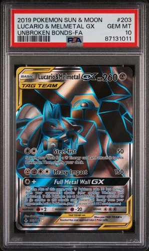 Lucario & Melmetal Gx 203/214 Unbroken Bonds Pokemon PSA 10