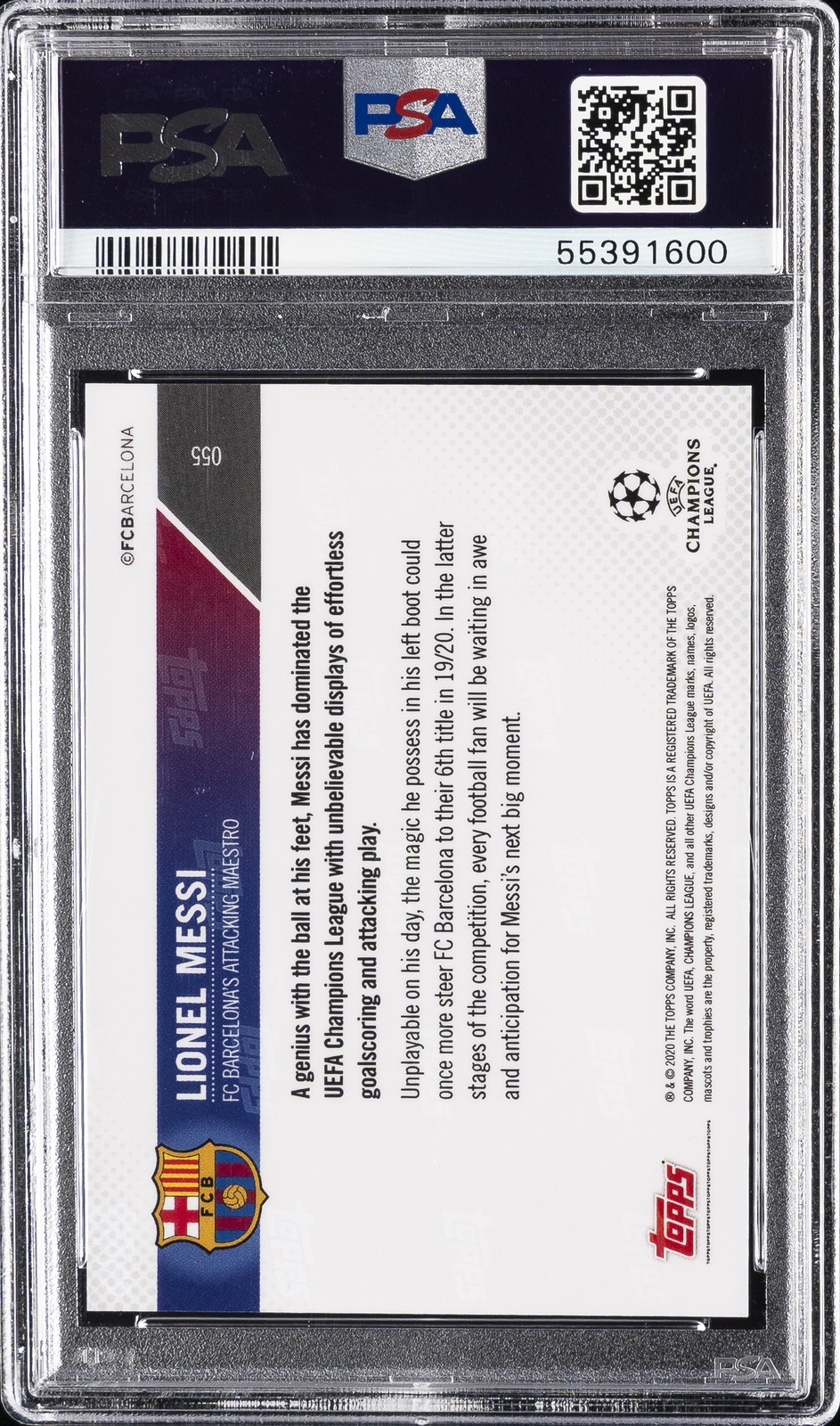 2019 TOPPS NOW CHAMPIONS LEAGUE #55 LIONEL MESSI PSA 9 view 2