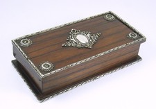 Scatola in palissandro massiccio brasiliano + argento massiccio - XIX secolo
