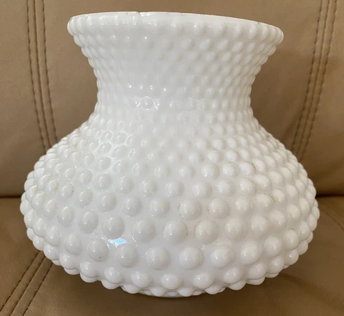 Vintage Hobnail White Milk Glass Oil Lamp Shade
