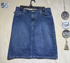 RL Ralph Lauren Polo Jeans Co Women s 10 Blue Denim Jean Midi Pencil Knee Skirt