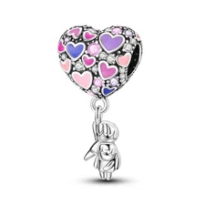 MULA European Couple Love Balloon Charm CZ for Women Bracelet 925 SterlingSilver