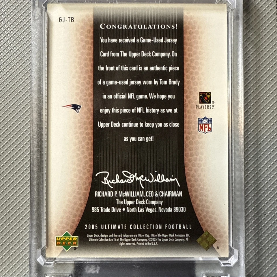 2005 Ultimate Collection - Ultimate Game Jerseys Tom Brady #GJ-TB Gold /50 (MEM) - Image 2 of 2