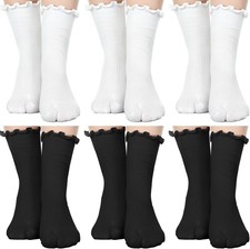 Bencailor 6 Pairs Tabi Socks Women Split Toe Flip Flop Frilly Socks Cotton Japan