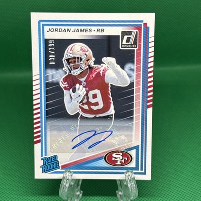 2025 Panini Donruss Jordan James Rated Rookie Auto /199 RC #374 San Fran 49ers