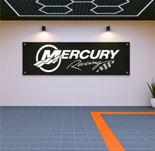 Mercury Racing Flag Banner 71x24" – Boat Garage or Man Cave Decor