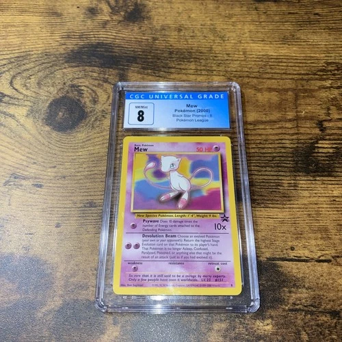 2000 POKEMON BLACK STAR PROMO-POKEMON LEAGUE MEW #8 - CGC 8 NM/MT! WOTC!