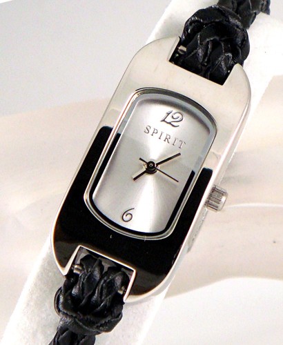 Retrò Progettista Intrecciato Pelle Cinturino Bracciale, Argento Ovale Orologio - Picture 6 of 9