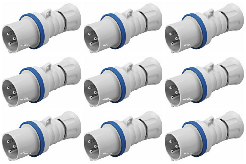 9 x Gewiss GW60004H Plugs 2 Pole & Earth Blue 230 Volt 16 Amp