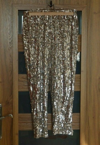 ZARA WOMAN SILVER HIGH WAIST SEQUINNED 