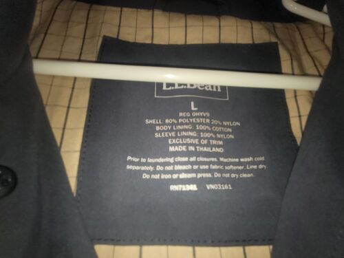Gabardina LL Bean para hombre grande azul marino forro a cuadros ligera - Imagen 4 de 6
