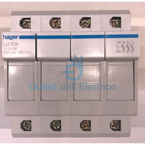LU504 PORTAFUSIBILE UL 10.3X38 3P + N 4 MODULI DIN