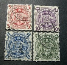 Australia  Stamp Scott#  218-221 Arms of Australia 1949-50 C544