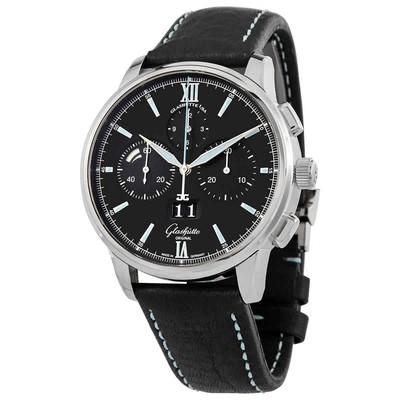 Glashutte Senator 42mm Chronograph Panorama Date Automatic Black Dial Men's