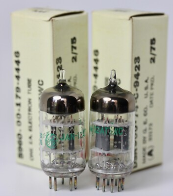 NOS NIB GE 12AT7WA 6201 ECC801S MATCHED PAIR SOLID-FOIL-GETTER TUBES USAF 1970's