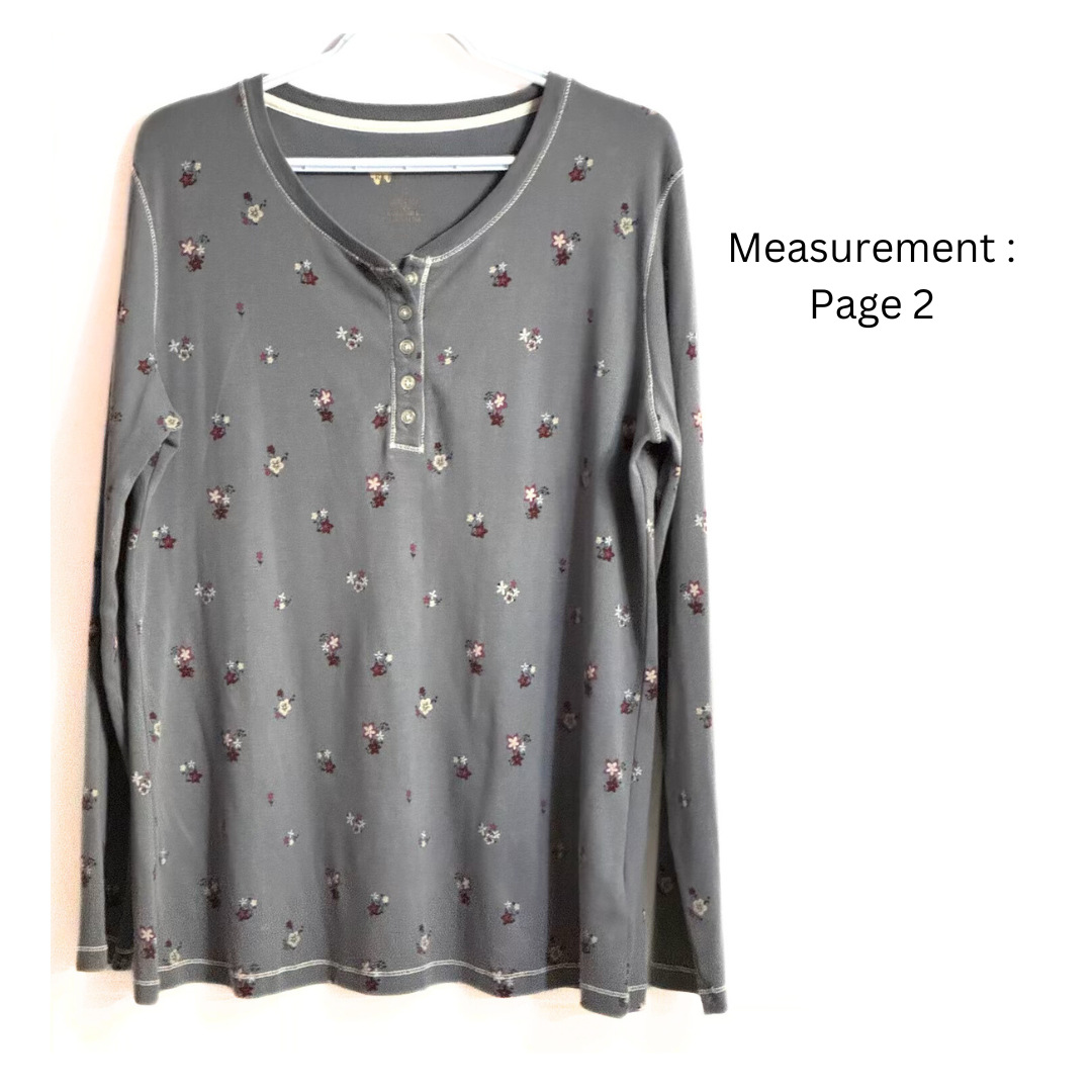 Gray Floral Cottagecore Button-Front Sweater in 1X - Natural Reflections