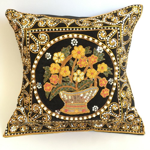 pillow cover case thai Vintage embroidered elephant flower handmade - Picture 167 of 193
