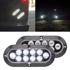 2pcs 6" Oval White LED Trailer Truck Reverse Backup Tail Lights Clear Lens 12V