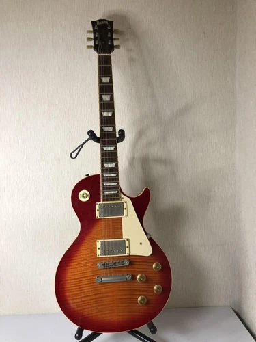 Burny Les Paul standard type guitar cherry sunburst color used with soft case
