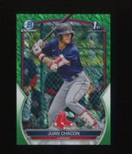 2023 BOWMAN CHROME GREEN SHIMMER REFRACTOR /99 BCP-105 JUAN CHACON 1ST BOWMAN