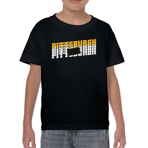 Pittsburgh Retro Repeat - Hometown Local Sports Team Youth T Shirt - Black - Picture 4 of 7