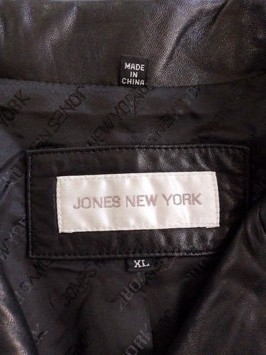 Jones New York Womens Genuine Leather Black Jacket Size XL 2 Pockets Buttons - Picture 14 of 17