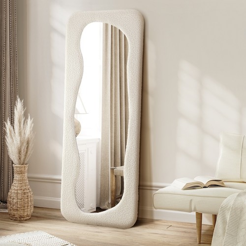 Oikiture Full Length Mirror 160x60cm Boucle Floor Mirrors Bedroom Living Room - Picture 2 of 10