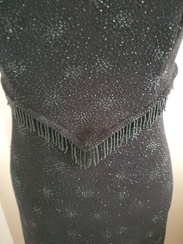 Bari Jay Formal Two Piece Black Dress Sparkle PROM LBD FRINGE - Picture 5 of 5