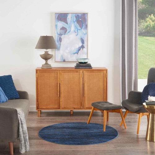 Essentials 4 Ft. X 4 Ft. Midnight Blue round Solid Contemporary Indoor/Outdoor P - Picture 7 of 12