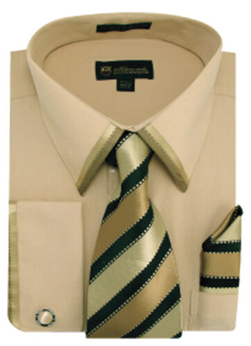 Camisa de vestir para hombre 60% algodón 40% poliéster corbata con puño francés Hanky SG23 - Imagen 5 de 12