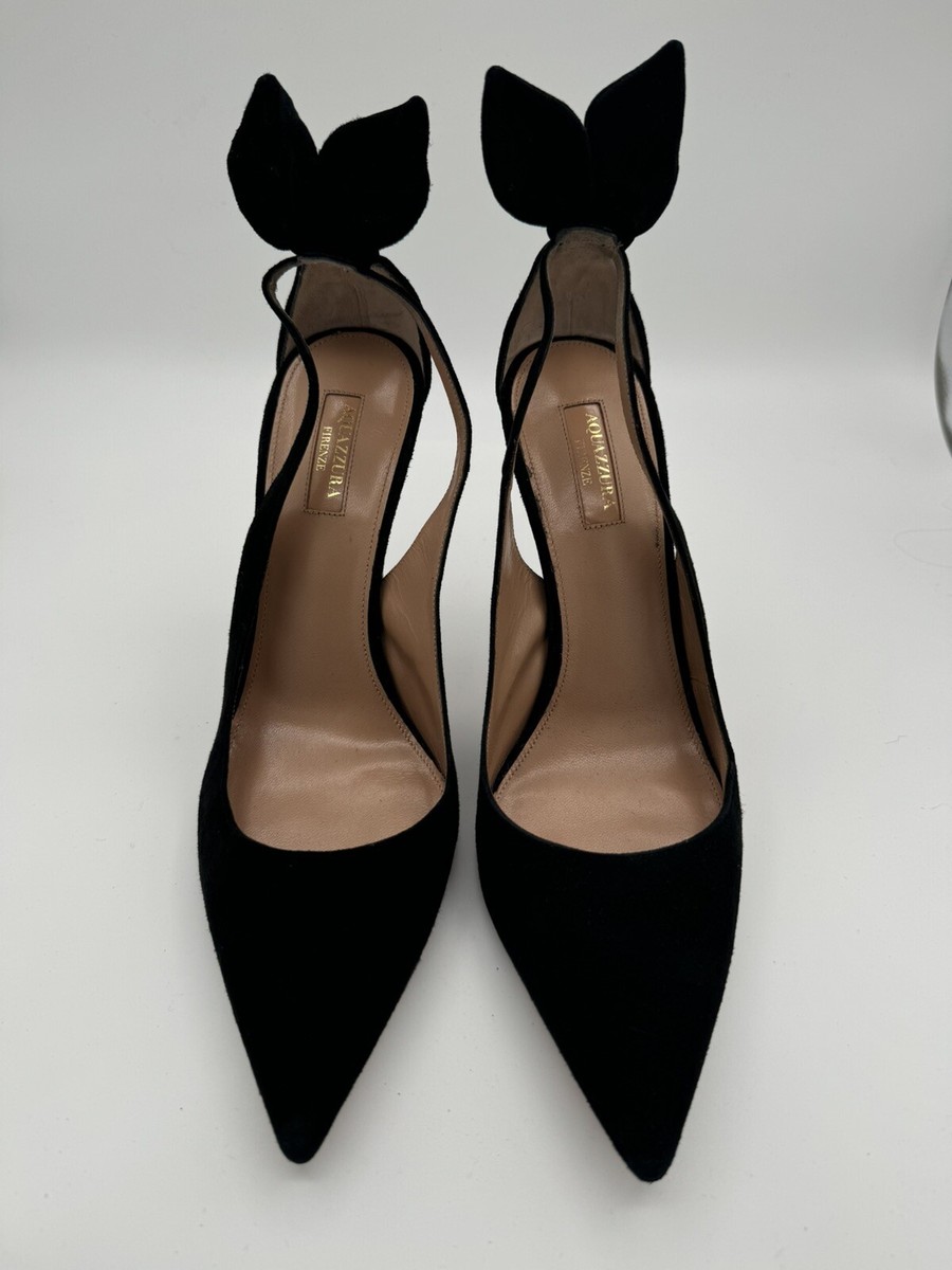 Aquazzura Bow Tie Suede Pumps 105 Black Size 41 IT, 11 US | eBay