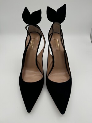 Aquazzura Bow Tie Suede Pumps 105 Black Size 41 IT, 11 US | eBay